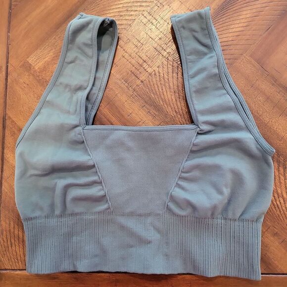 Free People Good Karma Square Neck Bra Seafoam Green Color M/L - Picture 4 of 4